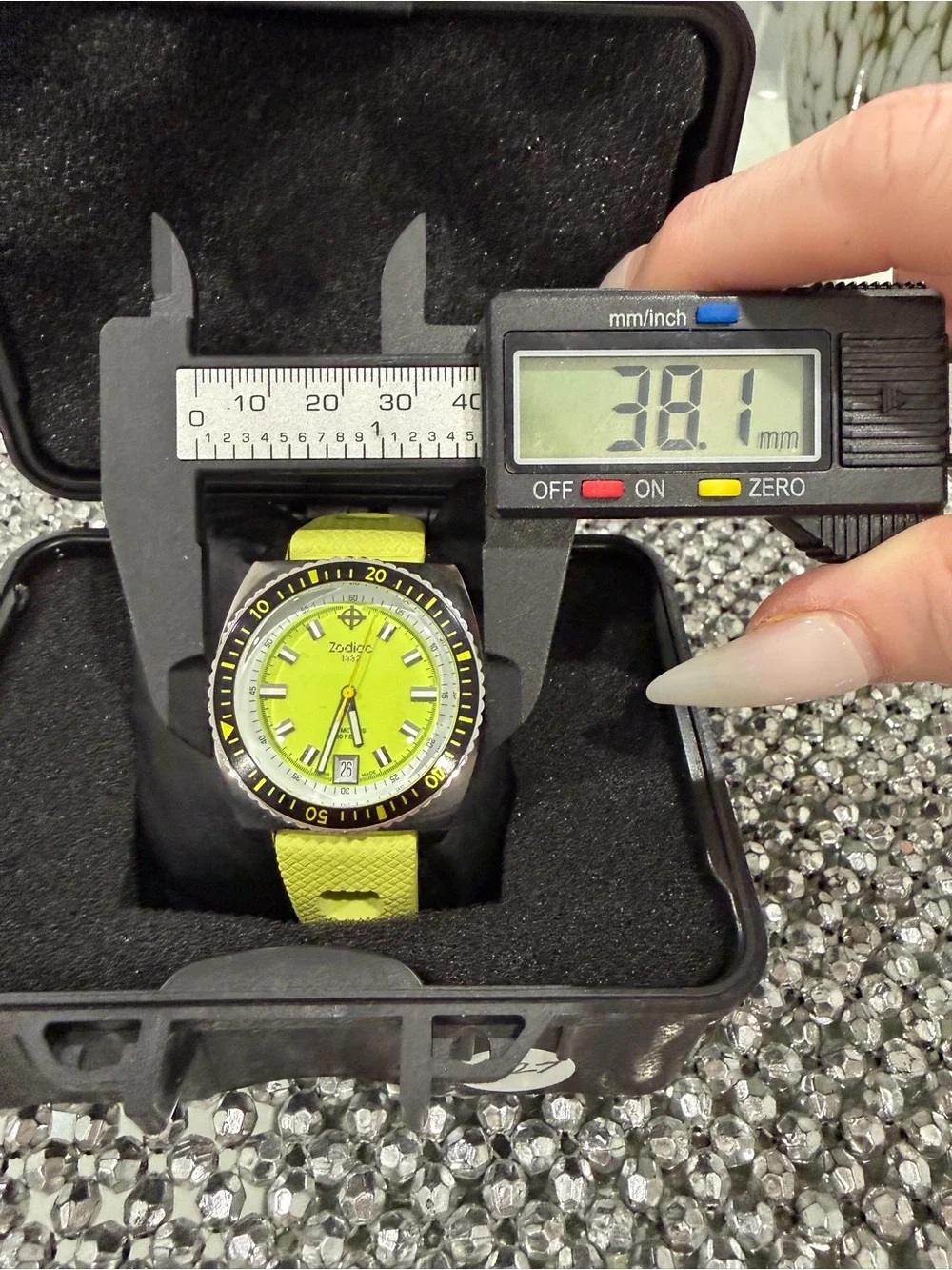 Zodiac Yellow Dial Dive Watch with Black Bezel